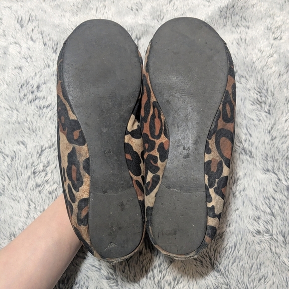 Guess Used Flats Well Loved Black Ballet Flats Leopard Size 6.5 - Picture 4 of 6